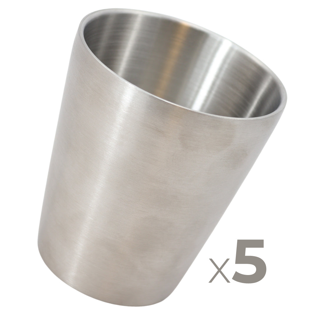 Dubbelwandige RVS beker (5 stuks!) - Industriële stijl - Zilver - 300ml