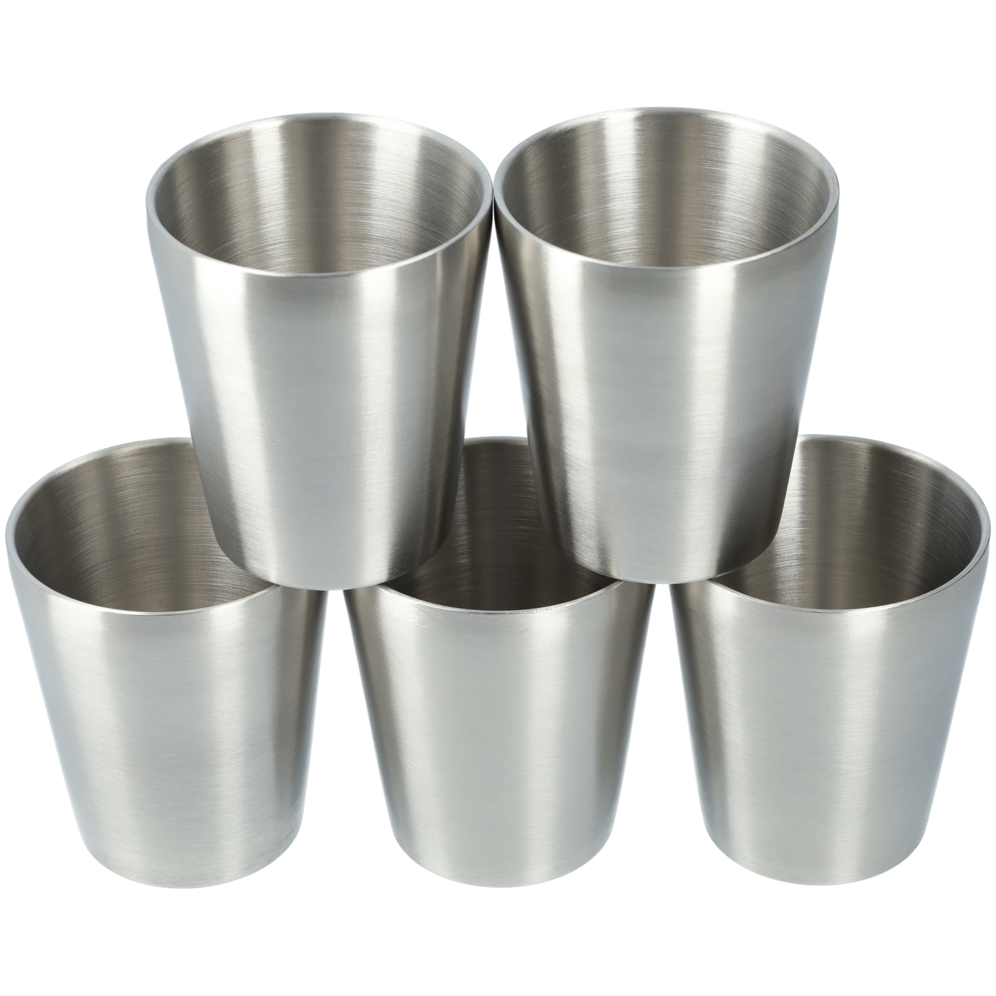 Dubbelwandige RVS beker (5 stuks!) - Industriële stijl - Zilver - 300ml