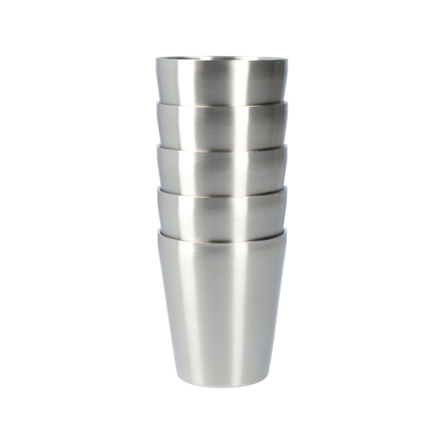 Dubbelwandige RVS beker (5 stuks!) - Industriële stijl - Zilver - 300ml