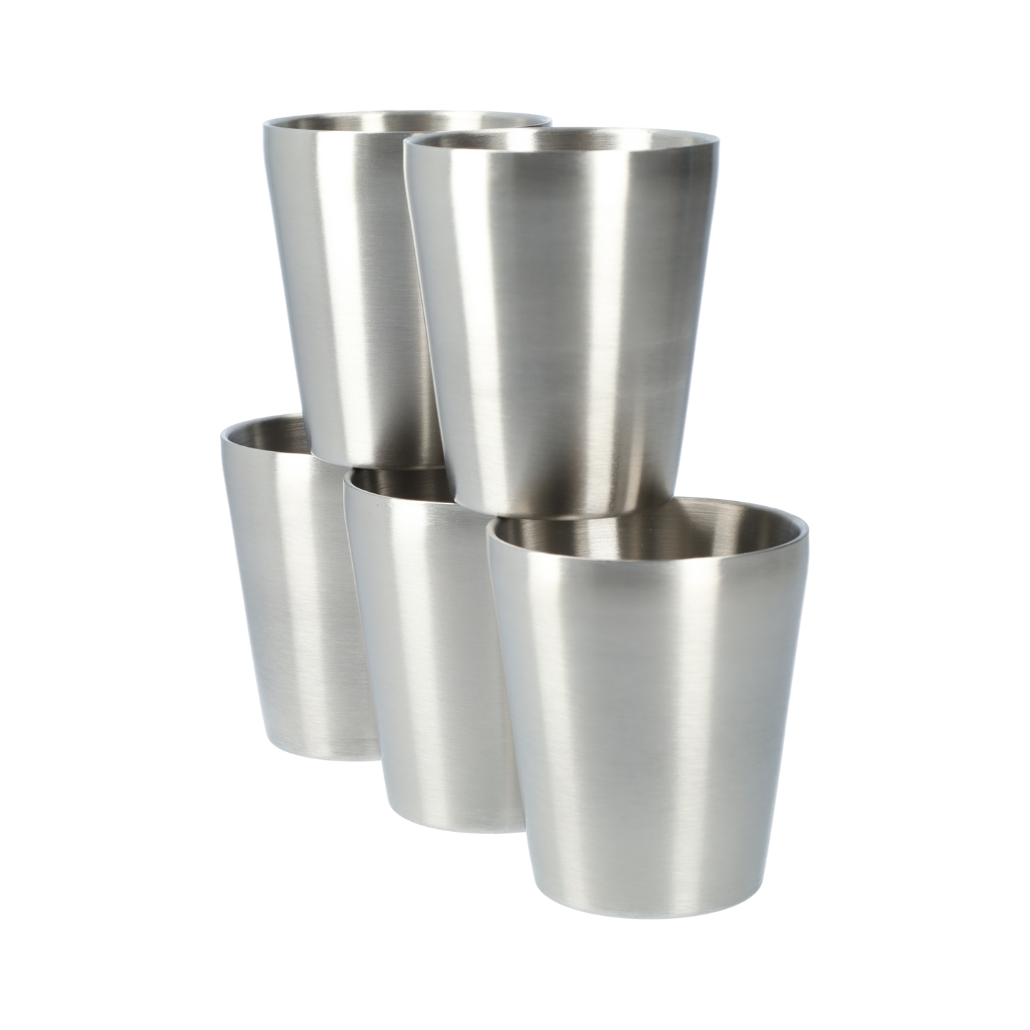 Dubbelwandige RVS beker (5 stuks!) - Industriële stijl - Zilver - 300ml
